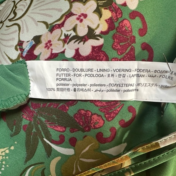 Zara Green Floral Maxi Slip Dress with Pink & White Blooms - Picture 7 of 7
